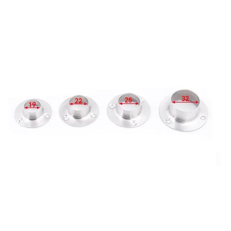10PCS 19/22/25/32MM Stainless Steel Flange Pipe Bracket Hanging Clothes Rod Seat Hanger Flange Bracket Closet Rod Pipe Brackets