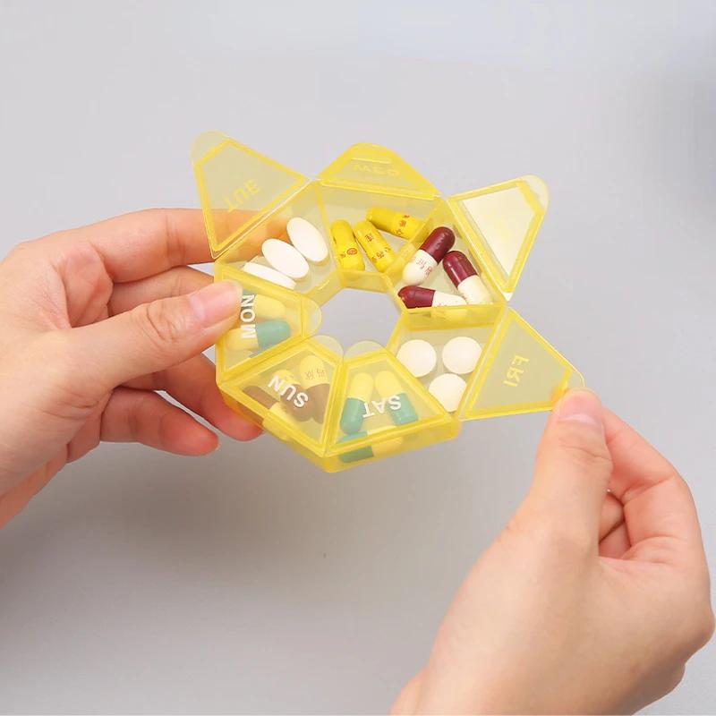 7 Days 7 Grids Medicine Mini Portable Pills Organizer Weekly Tablet Holder Portable Container Organizer Storage Tablets