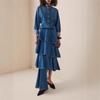 Womens Denim Two-Piece Set Loose Shirt With Raglan Sleeve Asymmetrical Hem Skirt Streetwear Fall 2025
