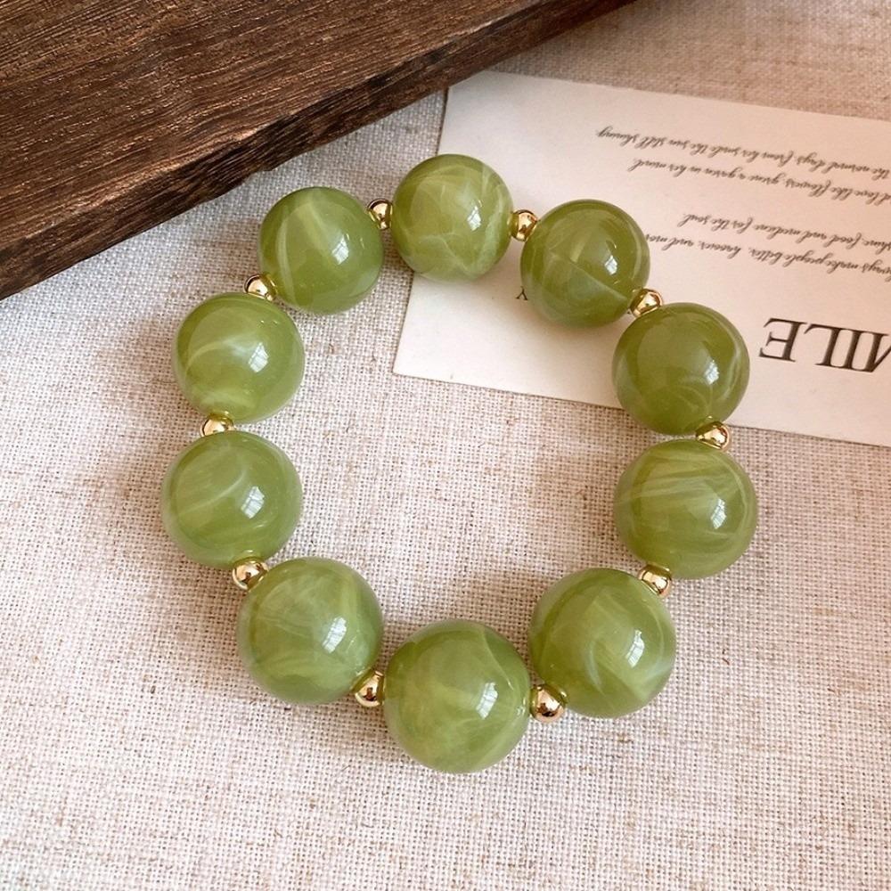 Collier Rond en Acrylique Perlé Style Bohème Chaîne de Cou Élastique pour Femmes