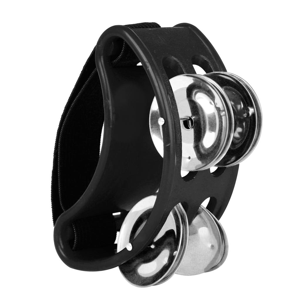 Percussion Foot Tambourine with 4 Pairs of Stainless Steel Jingles & Elastic Strap Percussion Musical Instrument for