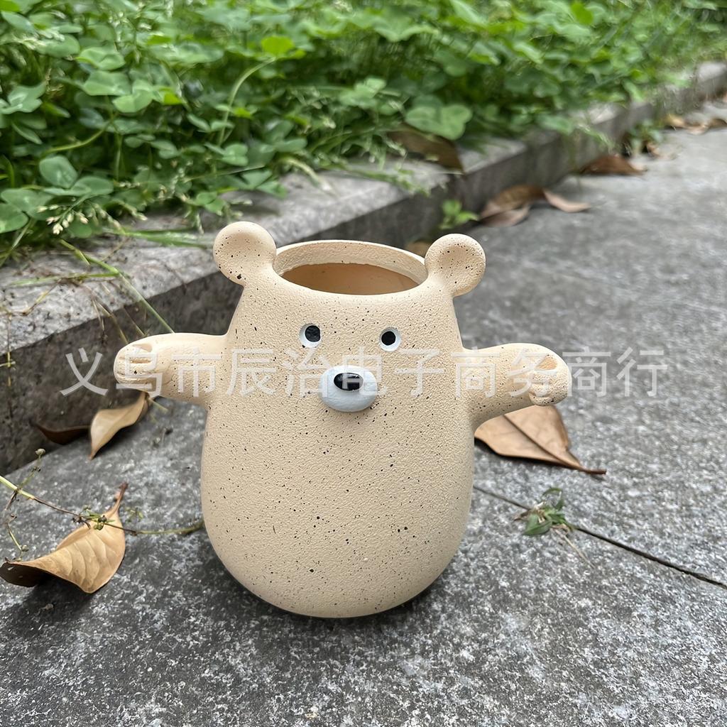 New Product Fun Bear Flower Pot Garden Home Creative Decoration Flower Pot Statue Ornament