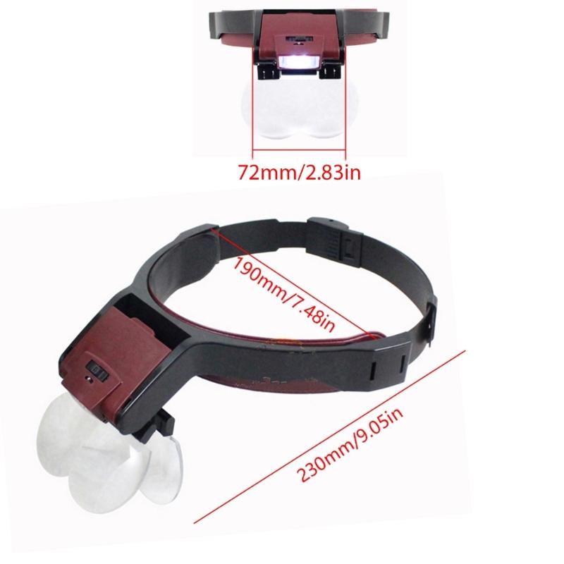 Headband Magnifying Glass with Light, Head Magnifying Glasses 1.7X to 4.5, Magnifying Headsets with 4 Detachable Lens
