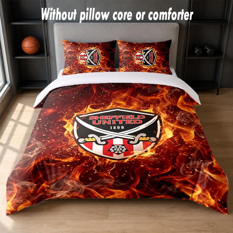 Sheffield United Calcio Design Set Biancheria da Letto 1 Copripiumino + 2 Federe Morbido Traspirante Biancheria da Letto per la Casa