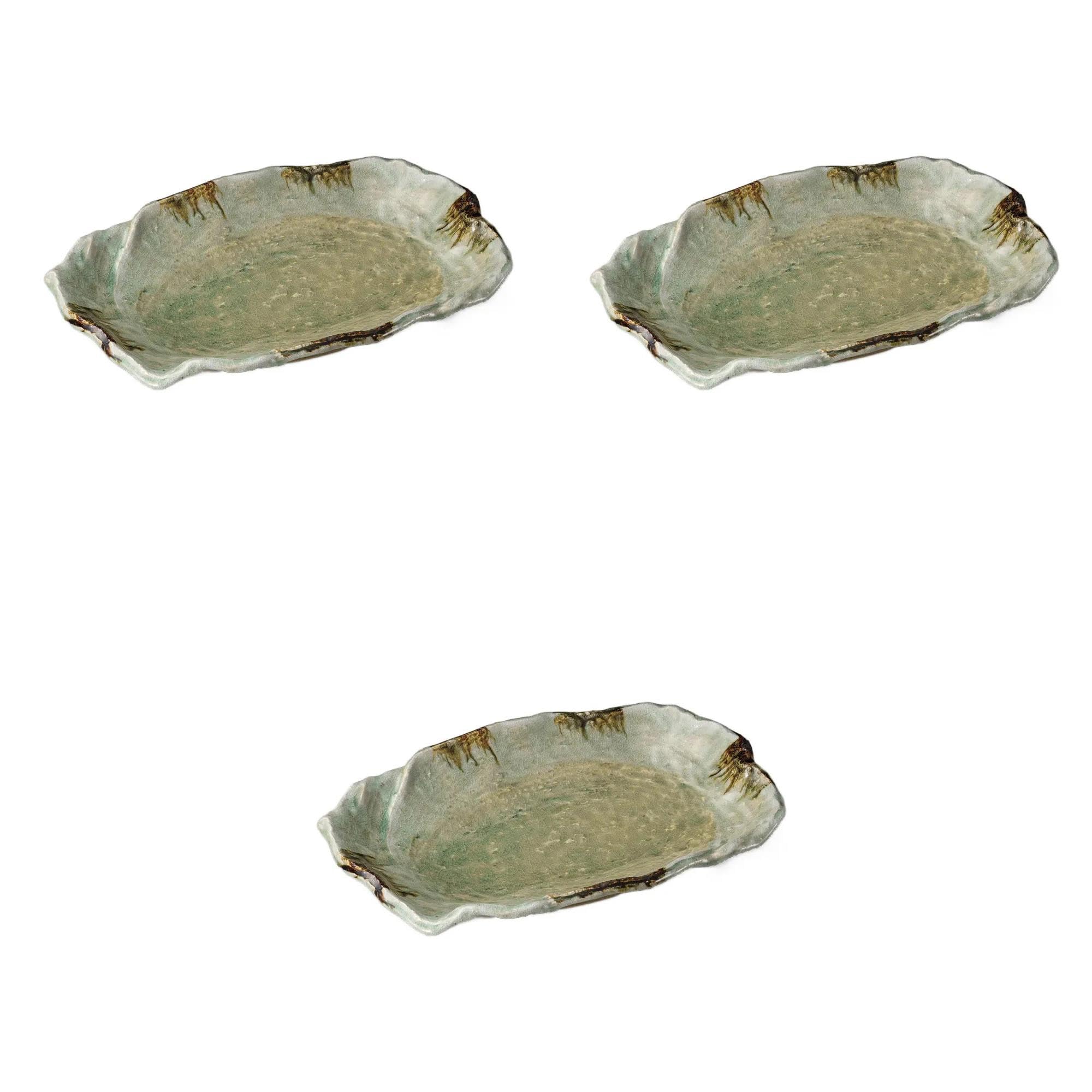 

Set of 3 Sand Vidro Deformed Plates x 22 x Banko Ware Large Plate Banko Ware Setomonohonpo 10.0 [32 5.5 cm]