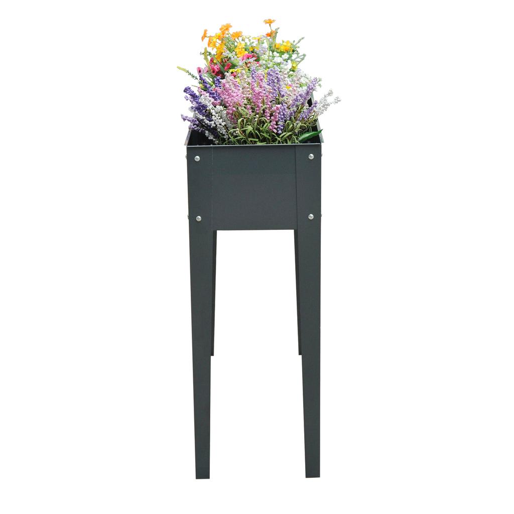 Flower Raised Bed Garden Metal Vegetable Planter Freestanding Herb Growing Box Green Basics Grow Table Planter (Dark Grey)