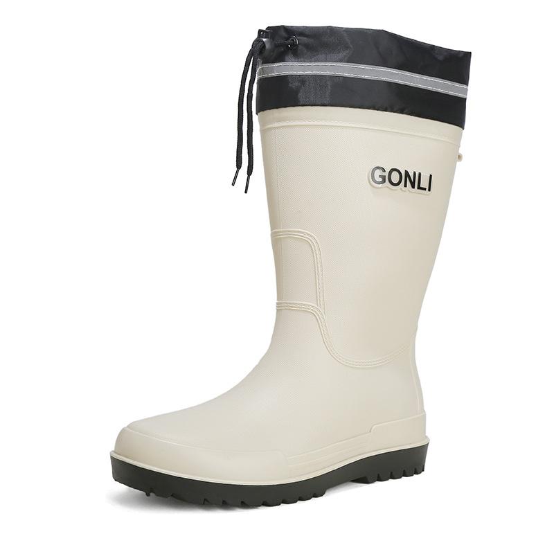 Rain shoes men's warm rain boots non-slip short tube integrated waterproof shoes kitchen rubber shoes medium tube car wash fishing shoes