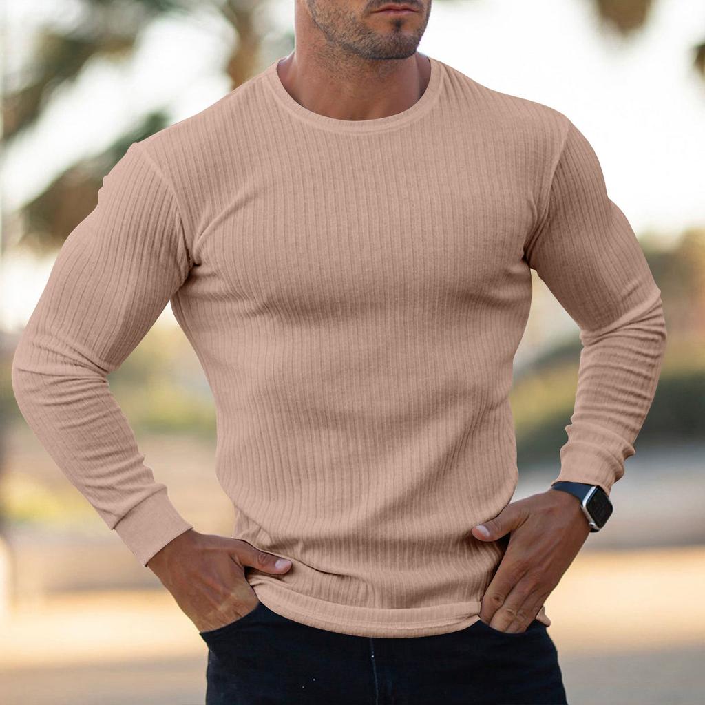 Ανδρικό Χρωματιστό Στρογγυλή Λαιμόκοψη Slim Fit Μακρυμάνικο Τοπ Αθλητικό Γυμναστικής Καθημερινό Ελαστικό με Κάθετες Ρίγες Μακρυμάνικο T-Shirt