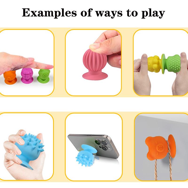 Cartoon Textured Suction Cup Sensory Stone Autism Anxiety Relief Pen Cover Fidget Toys for Kids Gifts Classroom Prizes