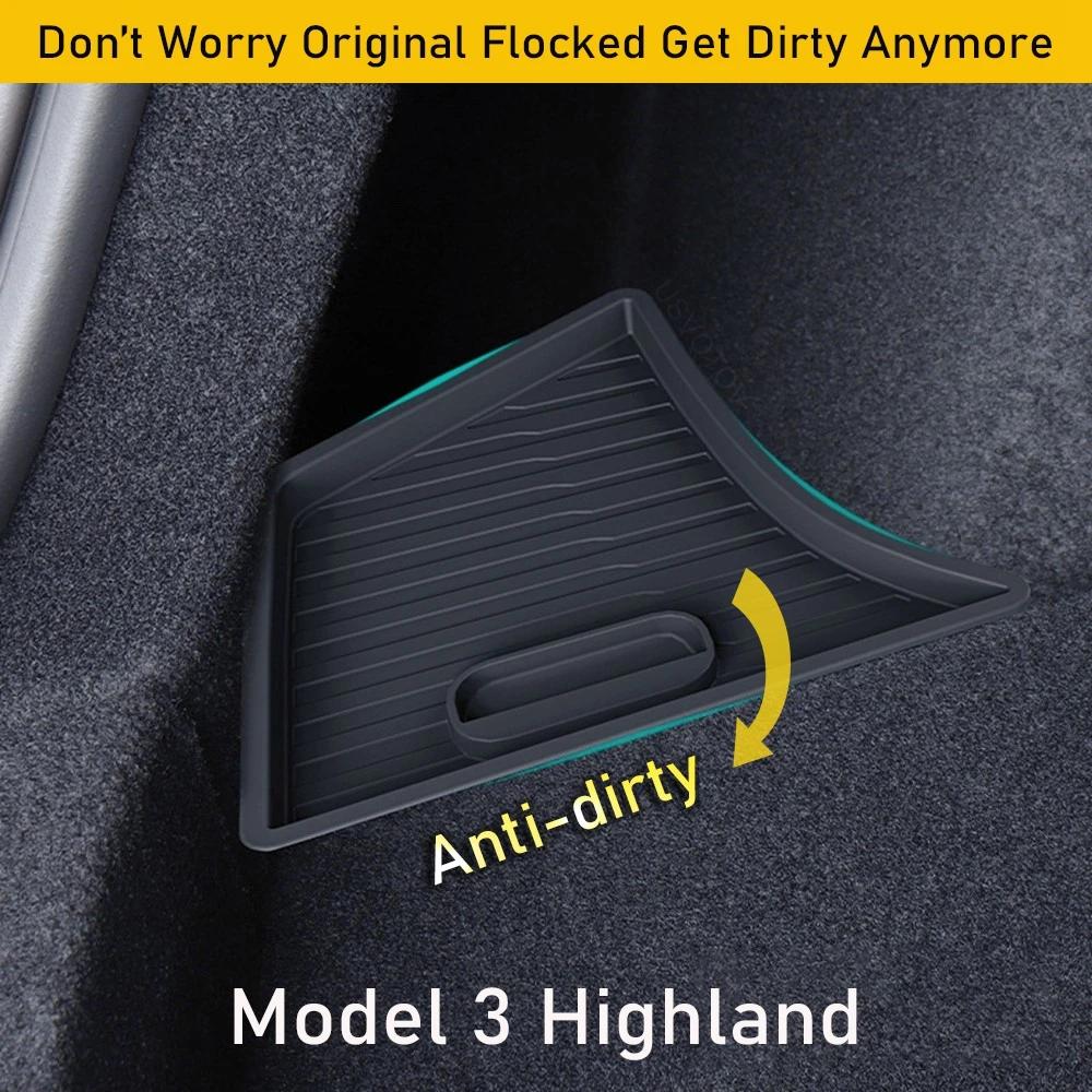 For Tesla Model 3+ Highland 2024 2025 Rear Trunk Side Storage Box Multifunction with Lids Organizer Model3 Interior Accessories
