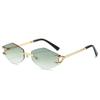Womens Frameless Polygonal Sunglasses UV Protection Fashion Outdoor Travel Street Shades Glasses