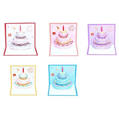 Artistic Popup Birthday Card 3D Cake Greeting Card Stylish Party Invitation Card for Birthdays and Festives Gatherings
