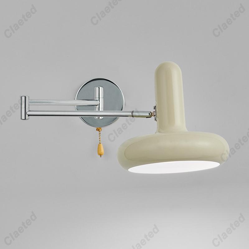Bedroom Bedside Wall Lamp LED E27 Bulbs Living Room Wall Lamp Cream Style Nordic Creative Retractable Study Reading Rocker Lamp
