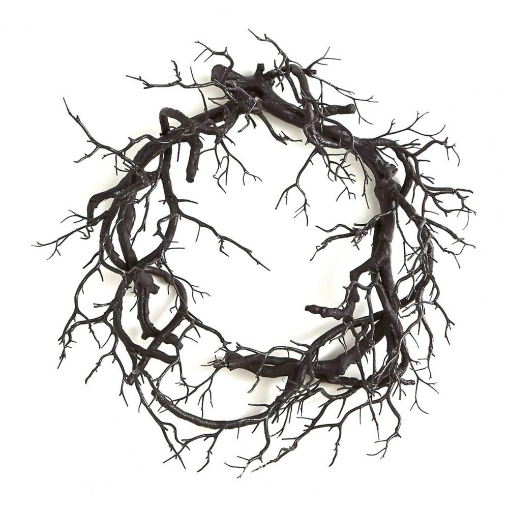 Halloween Black Branch Wreath for Front Door 18 Inch Spooky Gothic Artificial Twig Wreath for Wall Window Halloween Decor