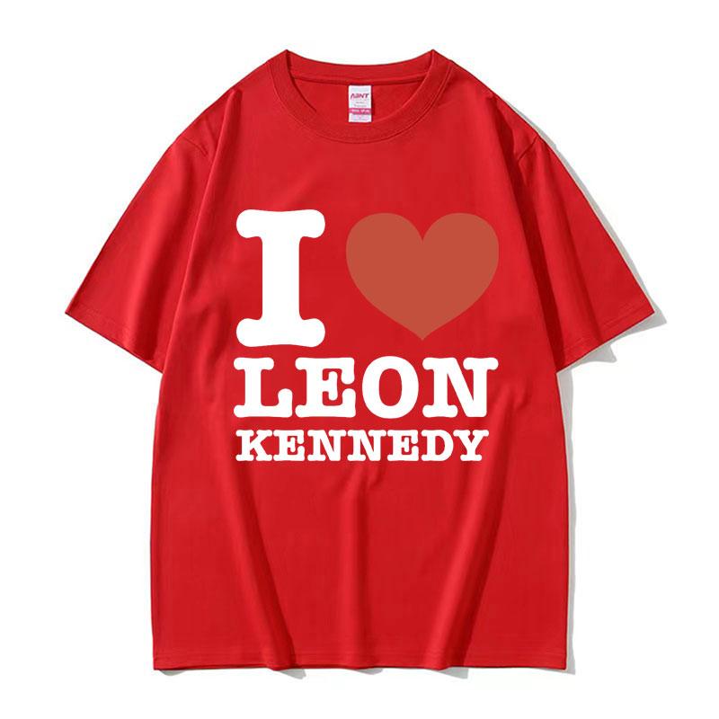 I Heart Leon Kennedy Potisk Trička Pánské Dámské Oblečení Móda Vintage Tričko Pánské Oversized Bavlna Krátký Rukáv Tričko Top