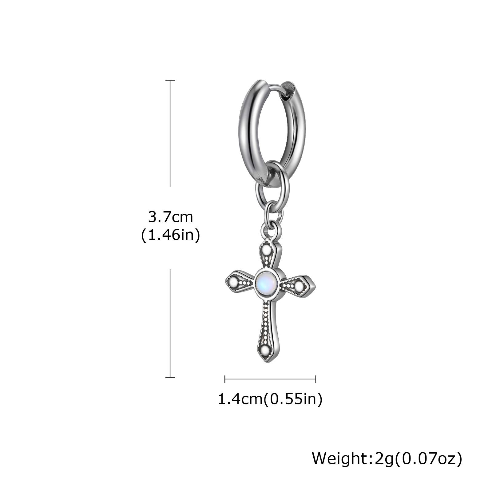 

Vintage Gothic Punk Cross Lock Key Earrings for Men, Stainless Steel Geometric Drop Earrings, Retro Hip-hop Piercing Jewelry