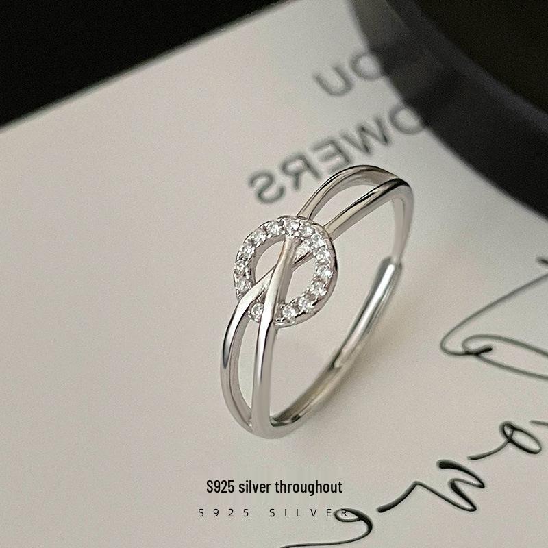 Adjustable S925 Silver Luxury Full Diamond Cross Ring for Women’s Index Finger