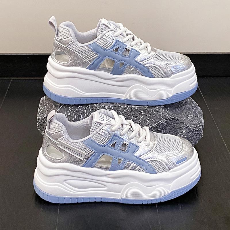 Thick-soled Mesh White Shoes Women's 2025 Summer New Fashion Versatile Comfortable Sports Leisure Lightweight Non-slip Board Shoes