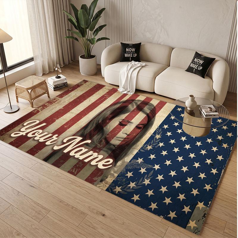 Custom Name Crystal Velvet Rug,Lana Del Rey Comfortable Anti Slip Floor Mat For Room Decoration