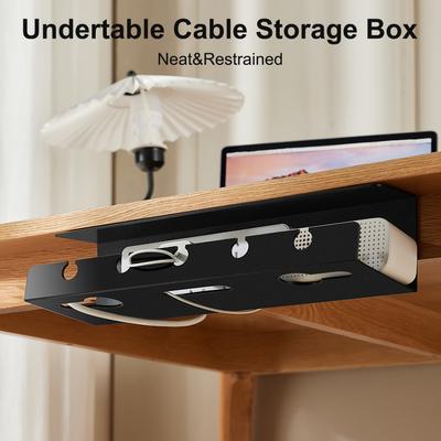 Chemin de câbles sous le bureau, gestion des câbles, avec pince, multiprise, support de cordon, sans perçage, pour diverses tables