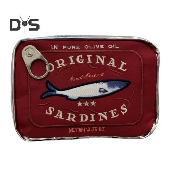 Canned Sardines Makeup Bag Large Capacity Zipper Closure Exquisite Embroidery Patterns Portable Travel Toiletry Bag Cosmetic Organizer