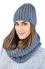 Chicory Winter Set Hat with Snood In Thick Stripes Graphite Color