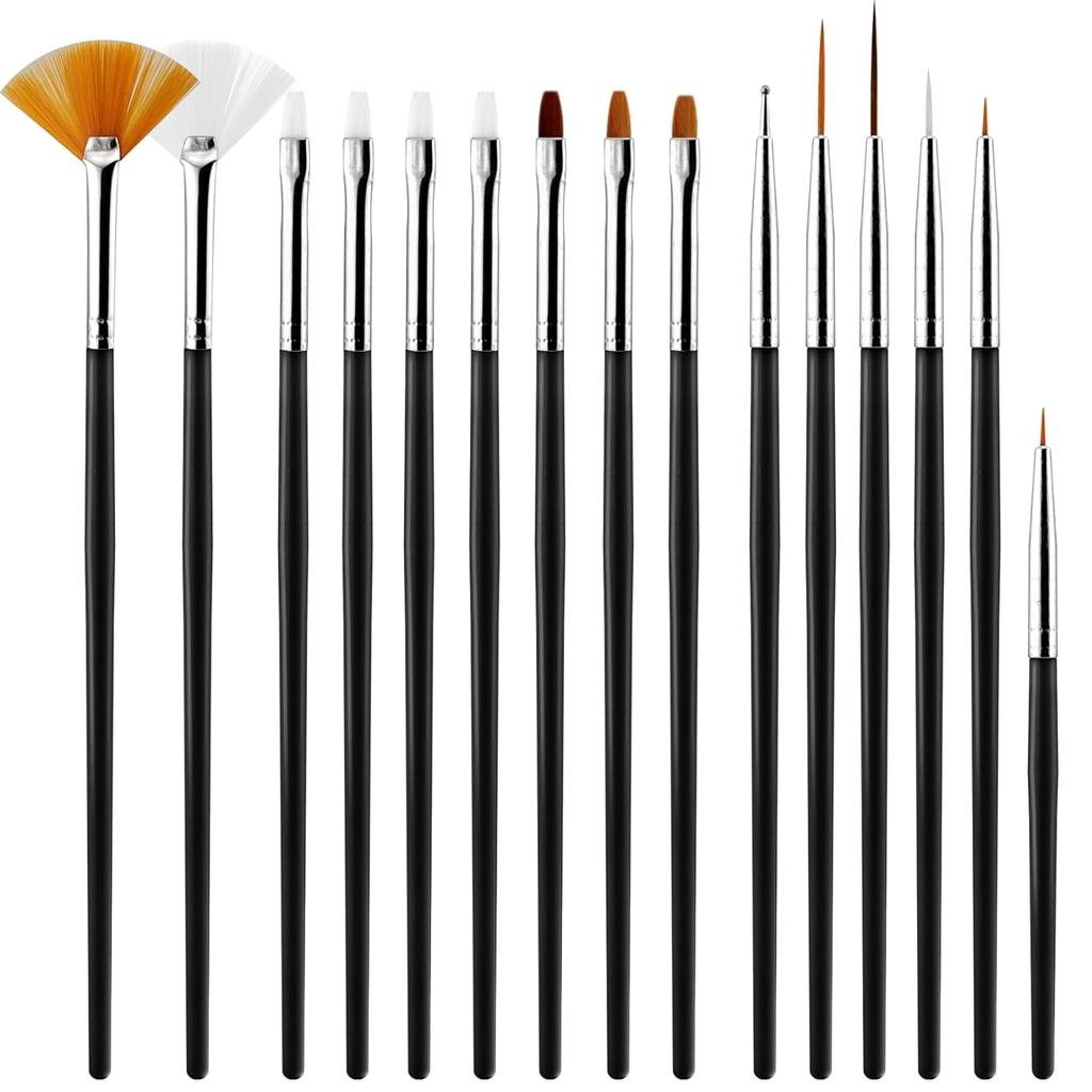 YIKOOLIN 15pcs Nail Paint Brushes Set Acrylic UV Gel Drawing Dotting  Nail Art Brushes for Gel Polish Nail Art Design Tools