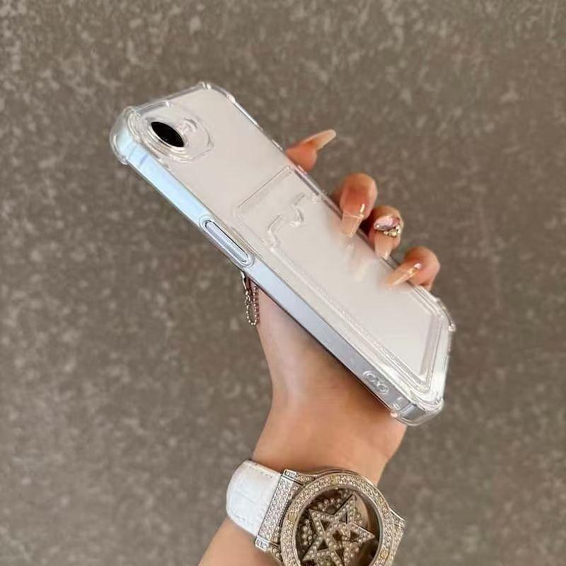 Transparent Wallet Phone Case for iPhone 16e 17e 16 17 E Clear Card Bag Slot Holder Cover