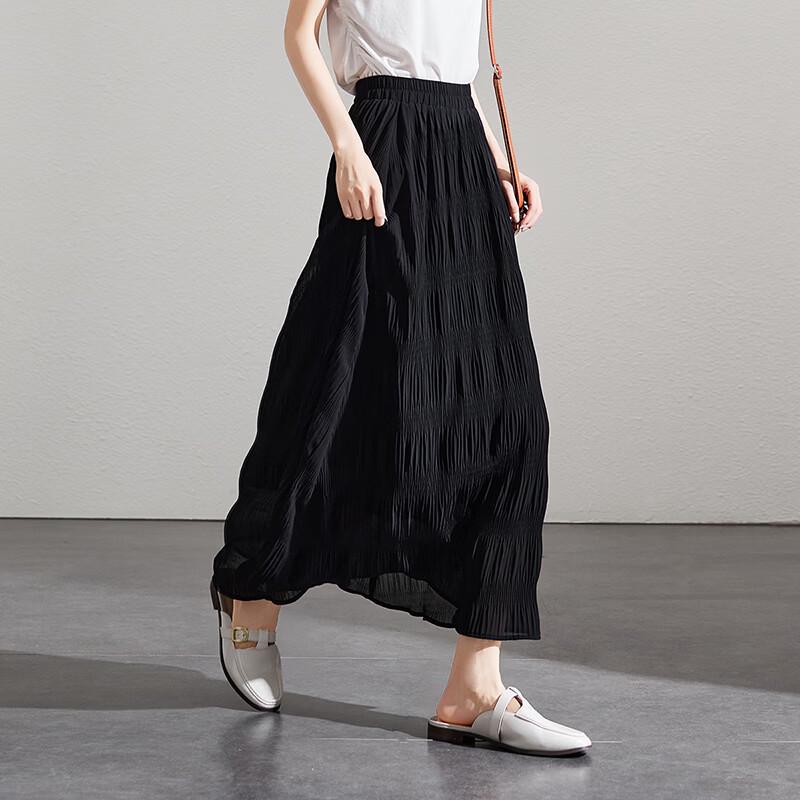 

SOFSIL 2026 Summer Pleated A-Line Midi Skirt L