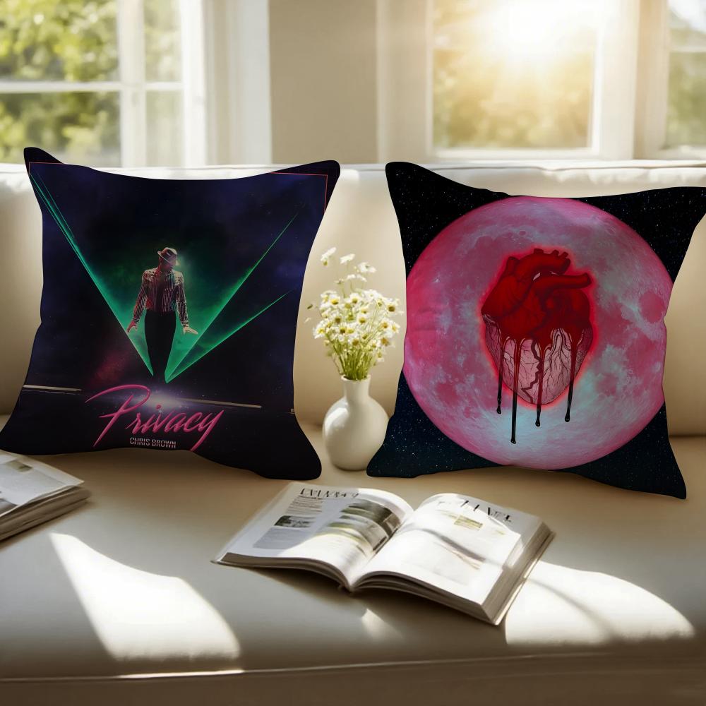 Album Cover CChris BBrown Cushion Cover Pillowcase Antidustmite Invisible Zipper Short Plush Sofa Cushion