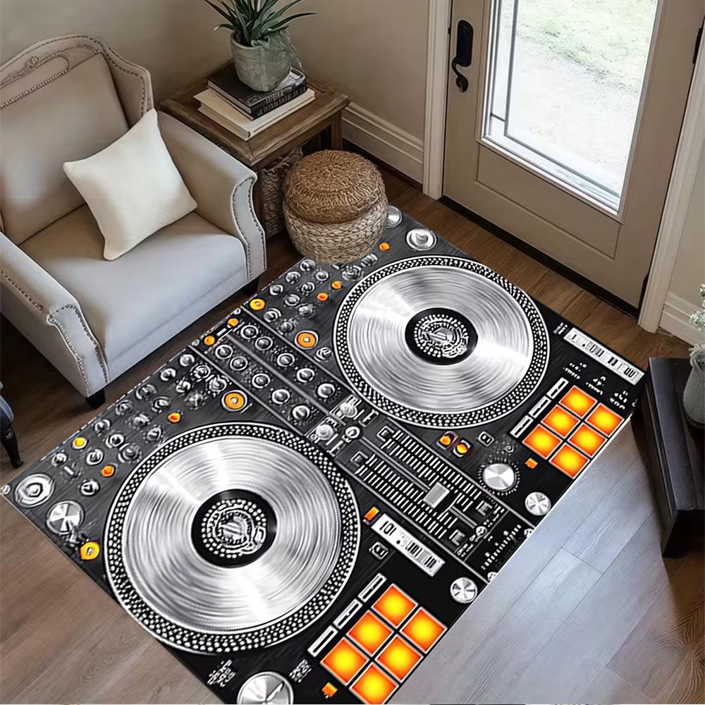 1pc music notes vinyl records and cassettes rug home carpet design for office decor gift living room bedroom