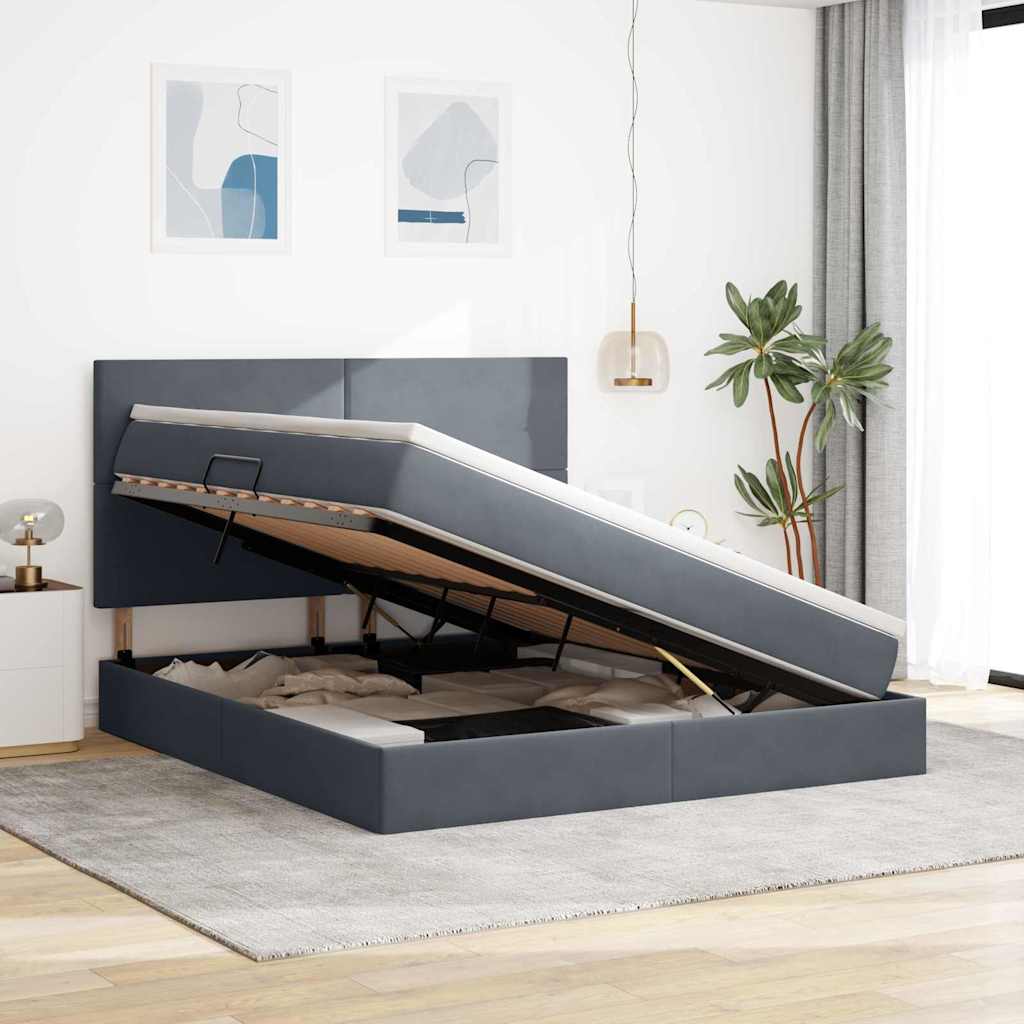 Storage Bed with Mattress Dark Gray 160 x 200 cm Velvet