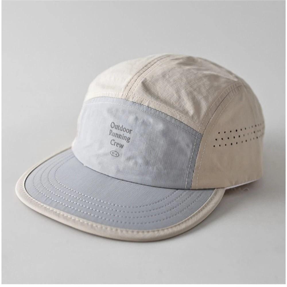 Fashion Contrast Color 5 Panel Baseball Cap Embroidered Letter Mesh Breathable Sports Cap Quick Dry Lightweight Sun Hat Unisex