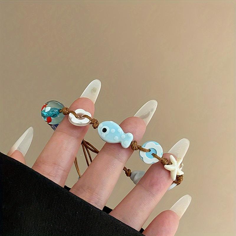 Summer Fresh Dopamine Color Beaded Cute Little Fish Bracelet with Adjustable Length Millennium Spicy Girl Fashion Accessories