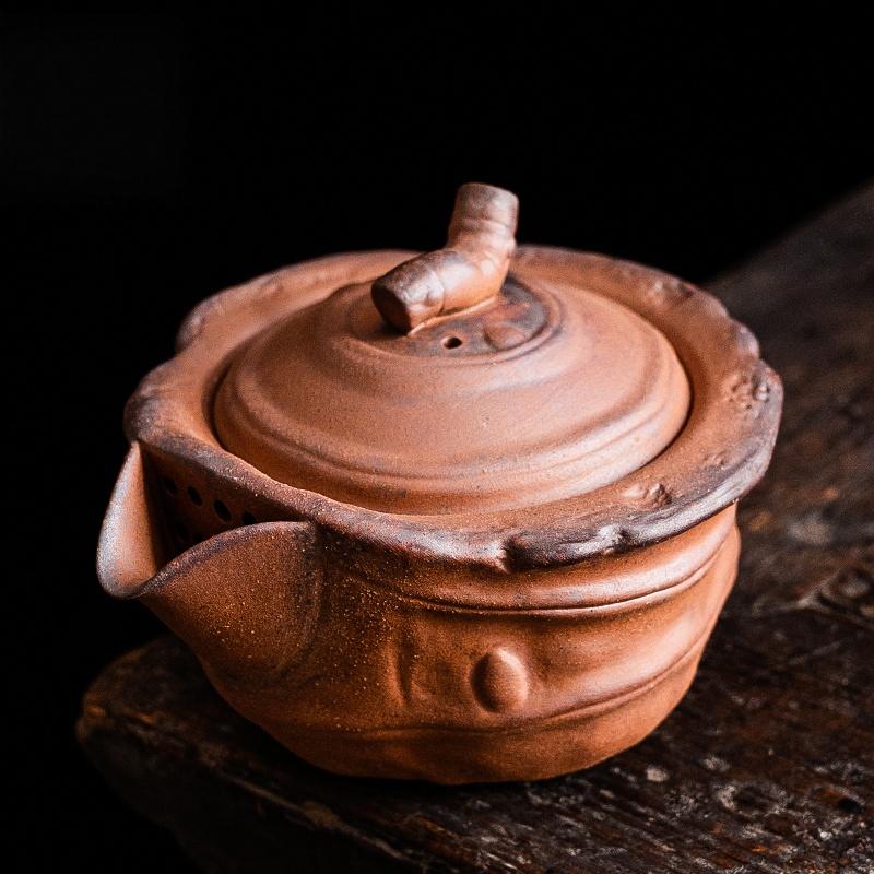 

Old Rock Mud Rough Pottery Bamboo Shape Tea Pot Retro Teapot Tea Kettle Tea Ceremony Tea Making Single Pot Tea Ceremony