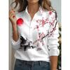 Autumn 2026 Ink Painting Print Blouse Ladies Long Sleeve Gradient Button Laple Loose Shirts Tops Casual Elegant Women's Clothing