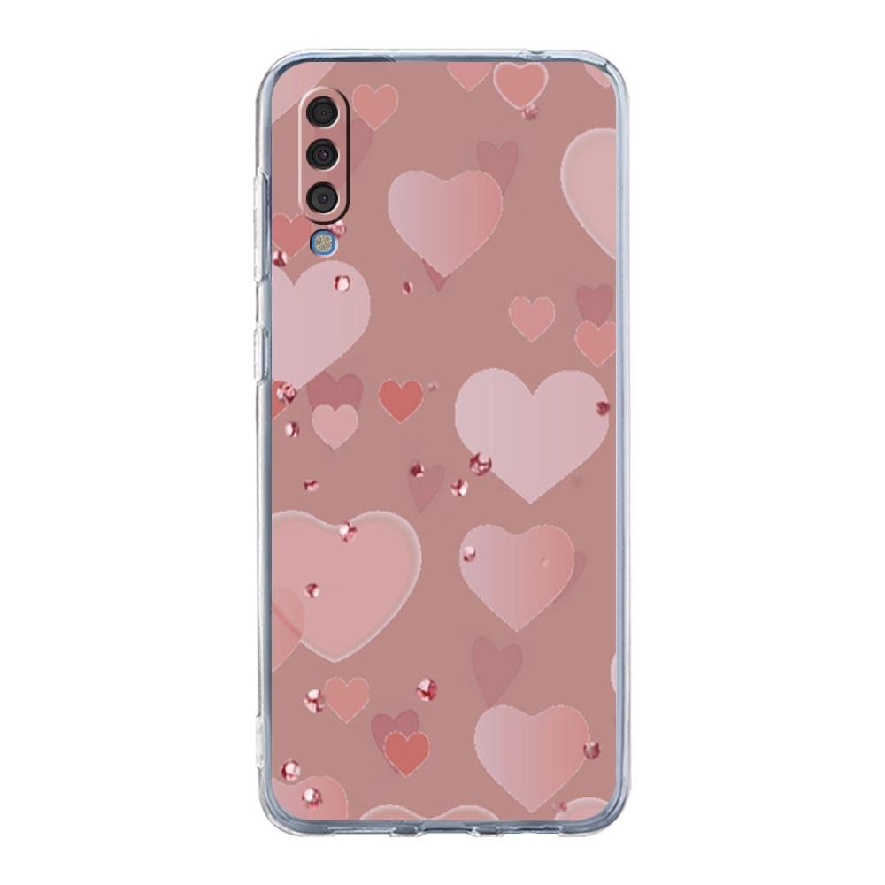 Case For Samsung A14 A50 A70 A30 A40 A20E A10S A20S A02S A04S A12 A22 A32 A34 A42 A52 5G A54 Gold Pink Rose Glitter Hearts Cover