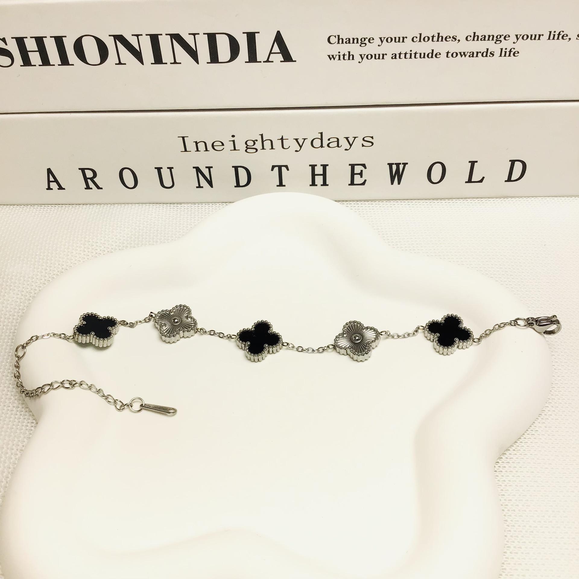 

13 мм браслет с четырьмя листьями клевера и пятью цветами 18 карат модный высококачественный женский браслет 18K