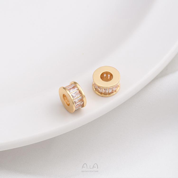 14K Gold-Plated Zircon Spacer Beads for DIY Jewelry