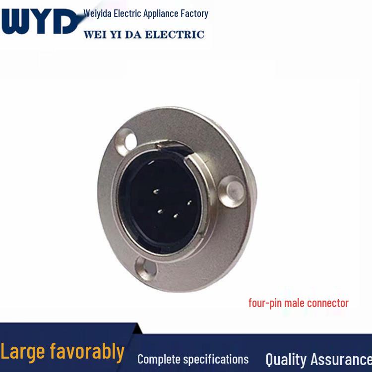 Nickel-plated Copper Core 4-pin Cannon XLR Male Microphone Socket