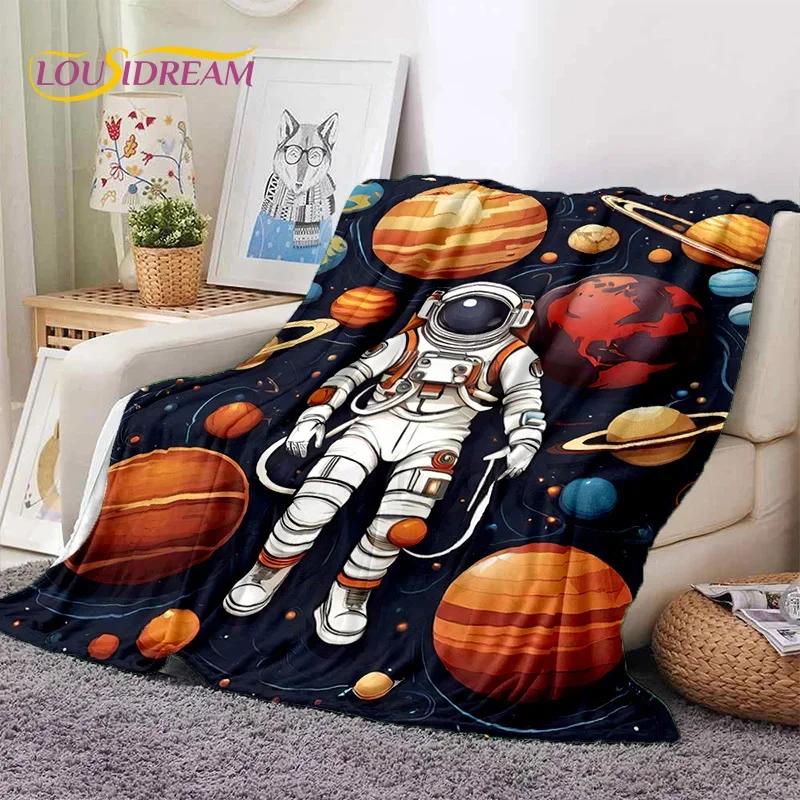 Astronaut Universe Spaceman Outer Space Cartoon Soft Flannel Blanket for Beds Bedroom Sofa Picnic,Throw Blanket Outdoors Leisure