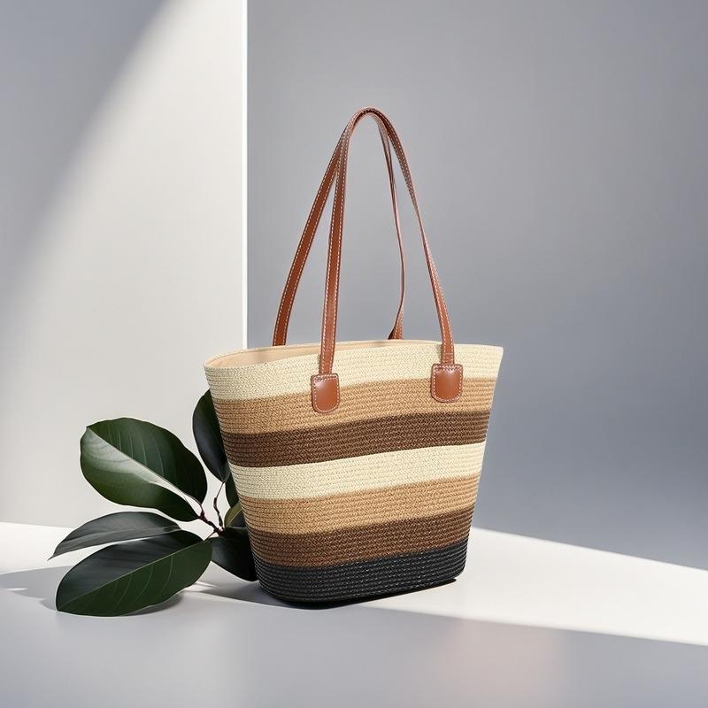 Strohtasche Damen Sommerwind neu Strand Meerseite Outdoor Urlaub Großraum Schultertasche