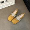 Fashion Ladies Footwear Silver Diamond Rhinestone Loafers Yellow with Crystals Comfortable and Elegant Social Popular Women's Flat Shoes