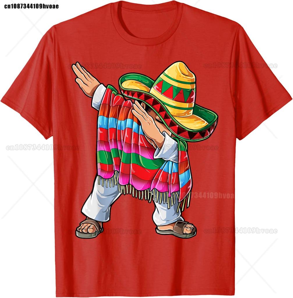 Dabbing Mexican Poncho Cinco de Mayo Boys Unisex Short Sleeve Sombrero Dab T-Shirt