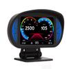 Car HUD Display OBD2 GPS Mode with Inclinometer Compass Speed RPM Warning Function Universal for Cars