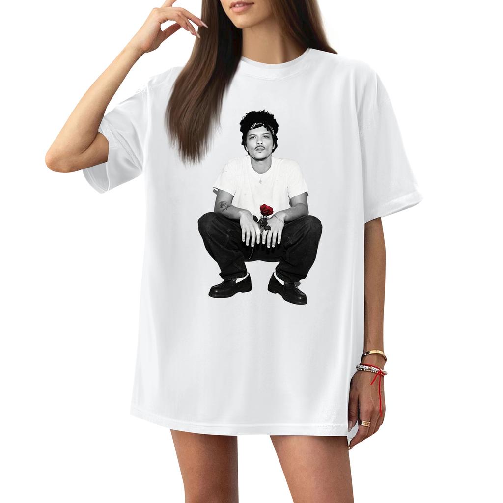 Women's Casual Printed T-Shirt Round Neck Pullover Short Sleeve Top
