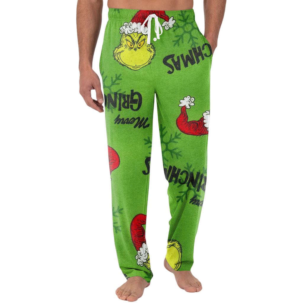 Men's Knitted Fashion Print Pocket Casual Pants Pajama Pants