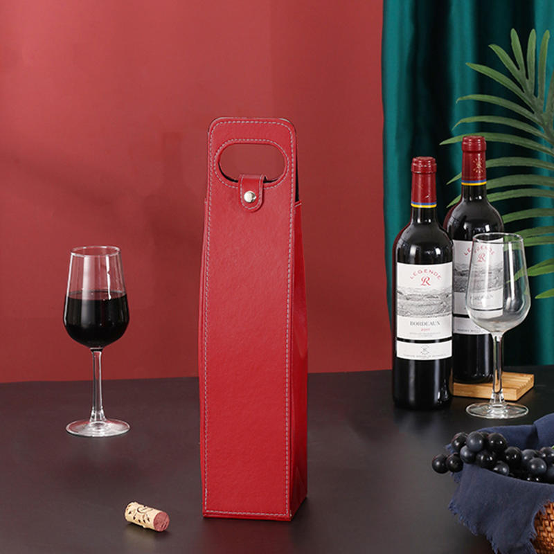 Wine Gift Packaging PU Leather Bags Tote Universal Packagings Carrier Single Bottle Protective Storage Bag