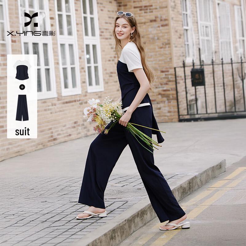 Xiangying Women s Navy Commuter Two-Piece Set L