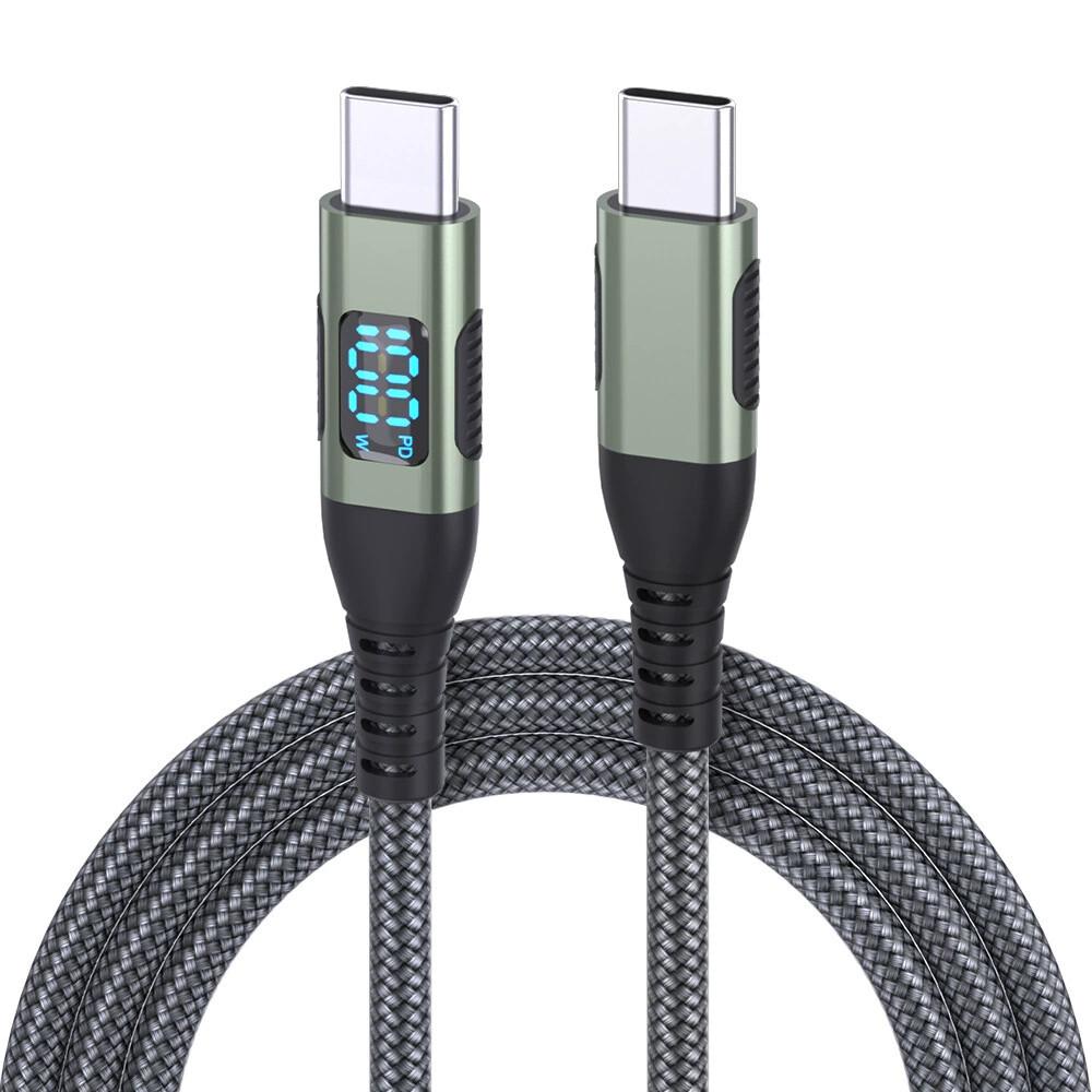 100W USB-C to USB-C Braided Nylon Fast Charging Data Cable for Mobile Phone LED Display Compatible iPhone 17 for
